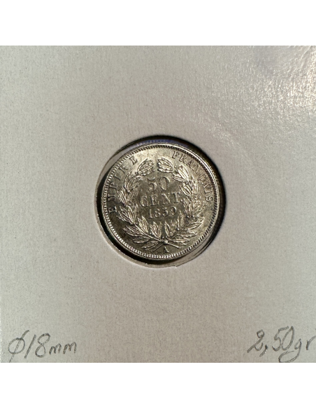 50 CENTIMES NAPOLEON III - 1859A - Pièce de monnaie en Argent // TTB