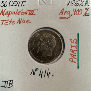 50 CENTIMES NAPOLEON III - 1862A - Pièce de monnaie en...