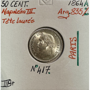 50 CENTIMES NAPOLEON III - 1864A - Pièce de monnaie en...