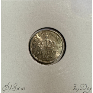 50 CENTIMES NAPOLEON III - 1864BB - Pièce de monnaie en... 2