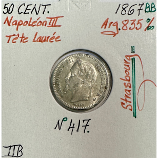 50 CENTIMES NAPOLEON III - 1867BB - Pièce de monnaie en...
