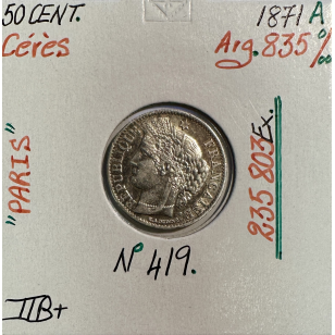 50 CENTIMES CERES - 1871A - Pièce de monnaie en Argent //...
