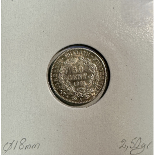 50 CENTIMES CERES - 1871A - Pièce de monnaie en Argent //... 2