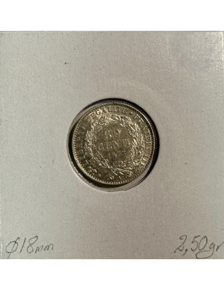 50 CENTIMES CERES - 1873A - Pièce de monnaie en Argent // TTB (REF 1)