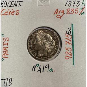 50 CENTIMES CERES - 1873A - Pièce de monnaie en Argent //...