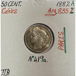 50 CENTIMES CERES - 1882A - Pièce de monnaie en Argent //...
