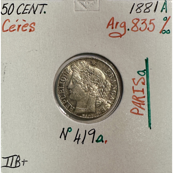 50 CENTIMES CERES - 1881A - Pièce de...