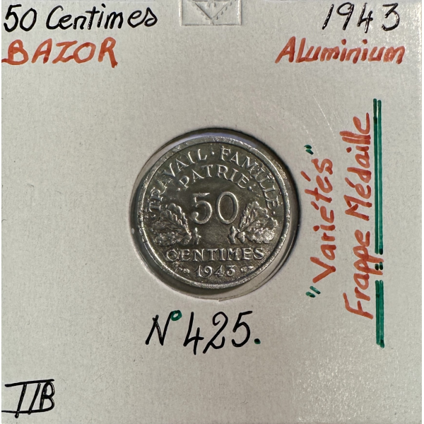 50 CENTIMES BAZOR (1943) Monnaie en...
