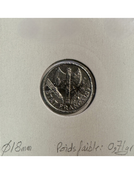 50 CENTIMES BAZOR (1943) Monnaie en Aluminium // Variété : FRAPPE MEDAILLE