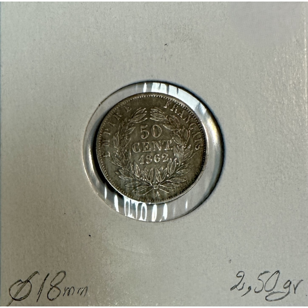 50 CENTIMES NAPOLEON III - 1862A -...