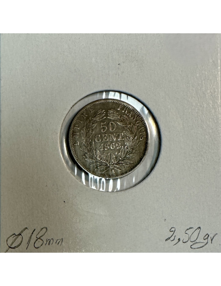 50 CENTIMES NAPOLEON III - 1862A - Pièce de monnaie en Argent // TB