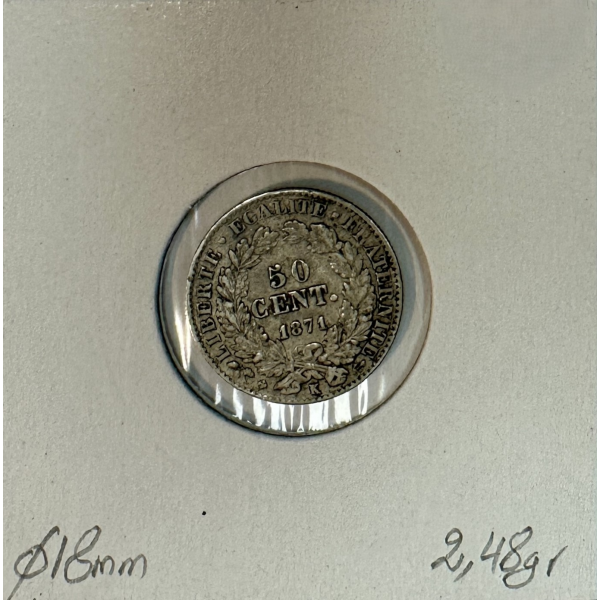 50 CENTIMES CERES - 1871K - Pièce de...