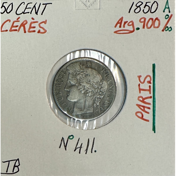 50 CENTIMES CERES - 1850A - Pièce de...