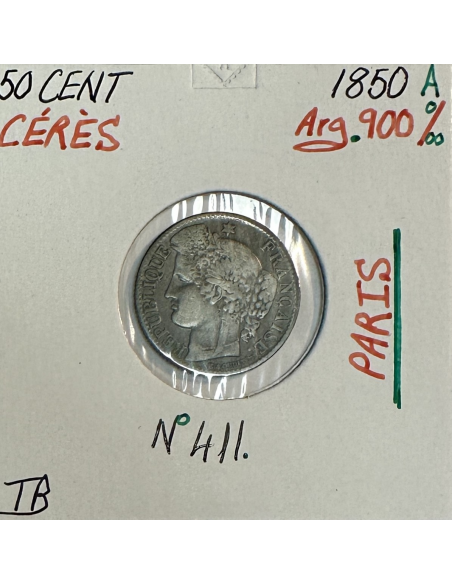 50 CENTIMES CERES - 1850A - Pièce de monnaie en Argent // TB