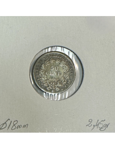50 CENTIMES CERES - 1850A - Pièce de monnaie en Argent // TB