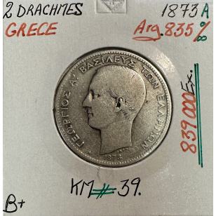 GRECE - 2 DRACHME 1873A - Pièce de Monnaie en Argent // B