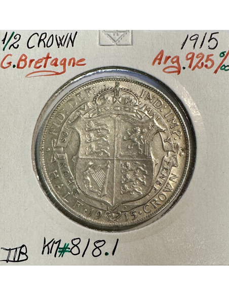 ROYAUME-UNI / GRANDE BRETAGNE (1/2 Crown 1915) Monnaie en Argent // TTB