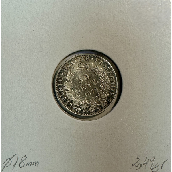 50 CENTIMES CERES - 1872K - Pièce de...