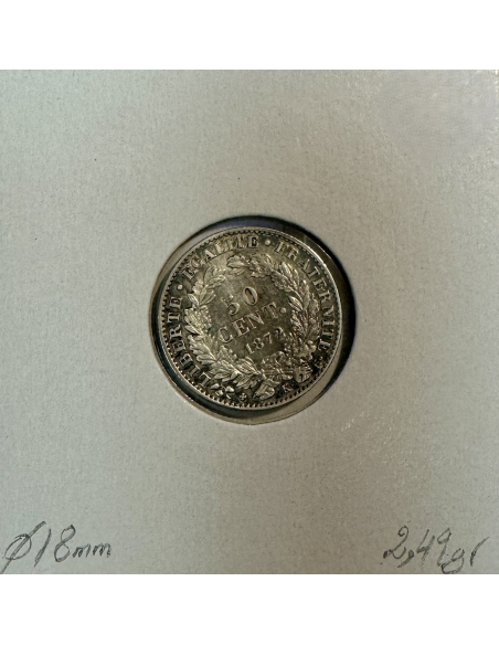 50 CENTIMES CERES - 1872K - Pièce de monnaie en Argent // TB