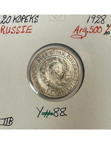 RUSSIE - 20 KOPEKS 1928 - Pièce de Monnaie en Argent // Qualité : TTB