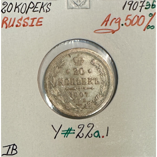 RUSSIE - 20 KOPEKS 1907 - Pièce de Monnaie en Argent //...