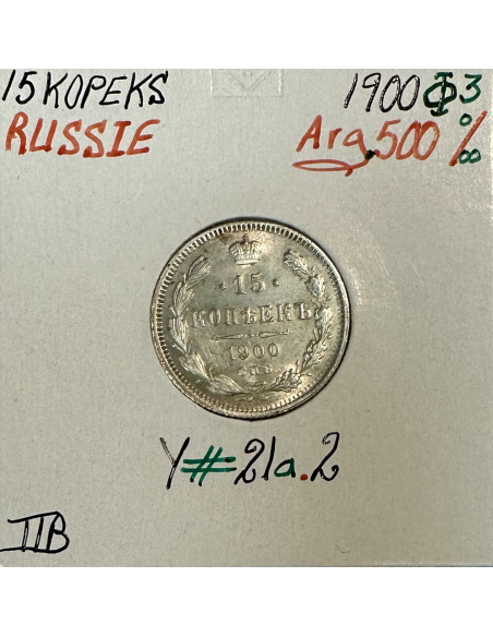 RUSSIE - 15 KOPEKS 1900 - Pièce de Monnaie en Argent // Qualité : TTB