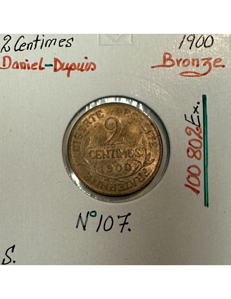 2 CENTIMES DANIEL-DUPUIS - 1900 - Pièce de monnaie en Bronze // SUP
