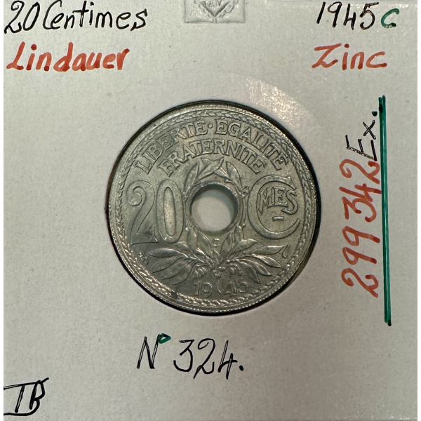 20 CENTIMES LINDAUER - 1945 C - Pièce...