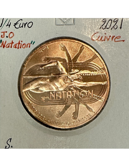 1/4 EURO DE LA FRANCE (2021) EN CUIVRE - J.O NATATION // Qualité : SUP