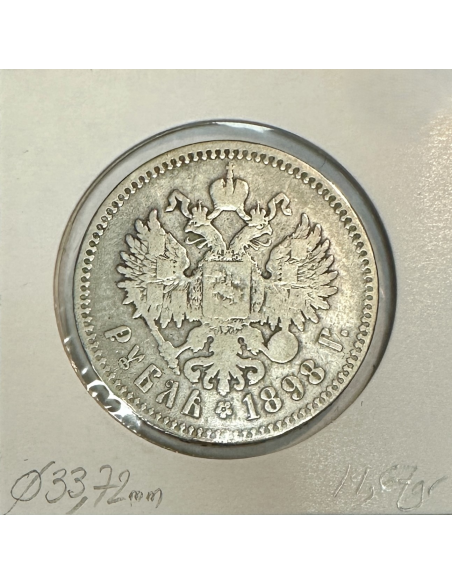 RUSSIE - 1 ROUBLE 1898 AR - Pièce de Monnaie en Argent // Qualité : TB