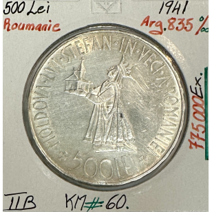 ROUMANIE - 500 LEI 1941 - Pièce de Monnaie en Argent //...