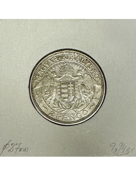 HONGRIE - 2 PENGO 1932 BP - Pièce de Monnaie en Argent // Qualité : TTB