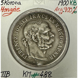 HONGRIE - 5 KORONA 1900 KB - Pièce de Monnaie en Argent...