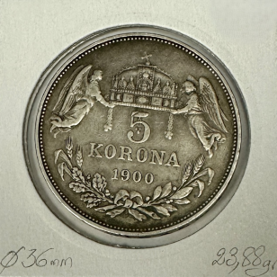 HONGRIE - 5 KORONA 1900 KB - Pièce de Monnaie en Argent... 2