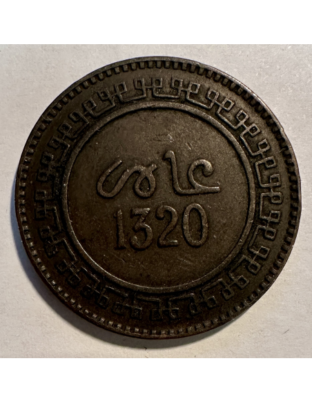 MAROC - 10 MAZUNAS - (AH 1320 Bi) - Pièce de Monnaie en Bronze // TTB