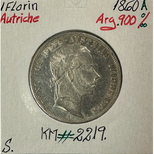AUTRICHE - 1 FLORIN 1860 A - Pièce de Monnaie en Argent...