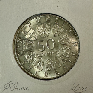 AUTRICHE - 50 SCHILLING 1965 - Pièce de Monnaie en Argent... 2