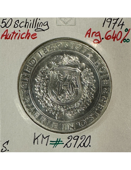 AUTRICHE - 50 SCHILLING 1974 - Pièce de Monnaie en Argent // SUP