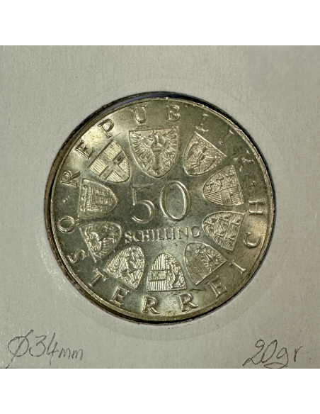 AUTRICHE - 50 SCHILLING 1966 - Pièce de Monnaie en Argent // SUP