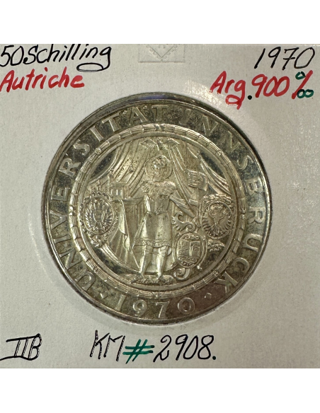 AUTRICHE - 50 SCHILLING 1970 - Pièce de Monnaie en Argent // TTB