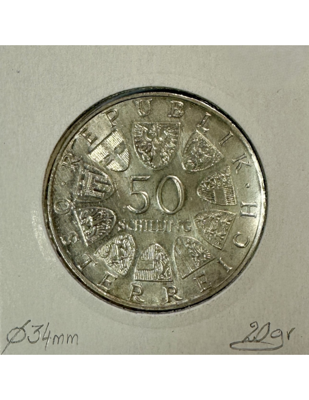 AUTRICHE - 50 SCHILLING 1972 - Pièce de Monnaie en Argent // SUP