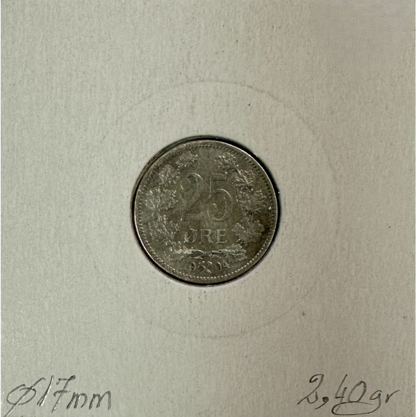 NORVEGE - 25 ORE 1904 - Pièce de...