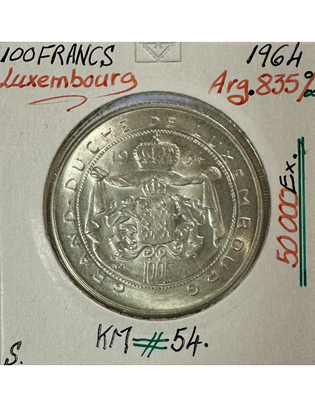 LUXEMBOURG - 100 FRANCS 1964 - Pièce de Monnaie en Argent // Qualité : SUP