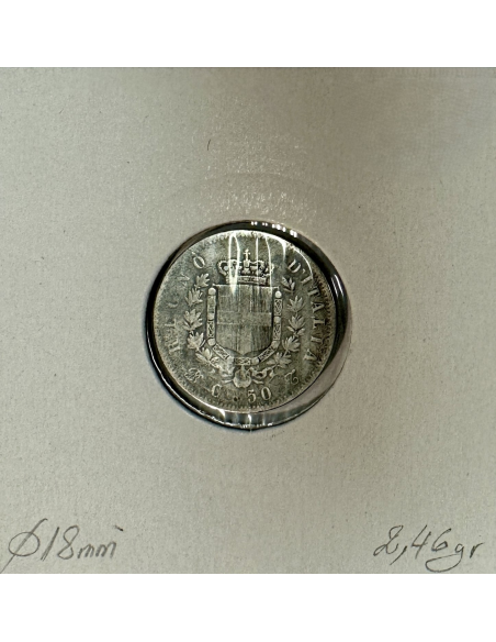 ITALIE - 50 CENTESIMI 1862T BN - Pièce de Monnaie en Argent // Qualité : B