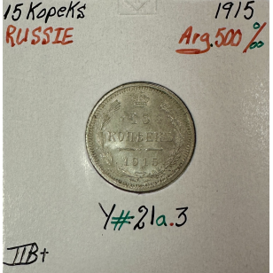 RUSSIE - 15 KOPEKS 1915 - Pièce de Monnaie en Argent //...