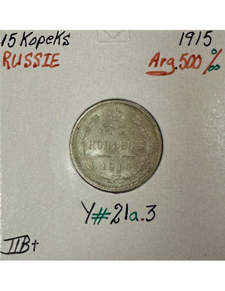 RUSSIE - 15 KOPEKS 1915 - Pièce de Monnaie en Argent // Qualité : TTB