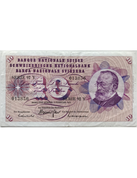 SUISSE - 10 FRANCS (1974) - Billet de banque (TB)