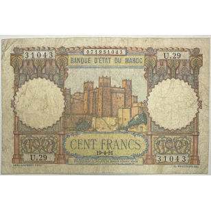 MAROC - 100 FRANCS (19.4.1951) - Billet de banque //...