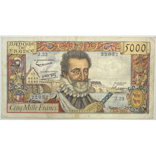 5000 FRANCS HENRY IV - 3.10.1957 - BILLET DE BANQUE...