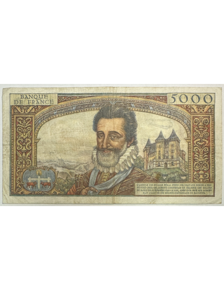 5000 FRANCS HENRY IV - 3.10.1957 - BILLET DE BANQUE FRANCAIS (TB)